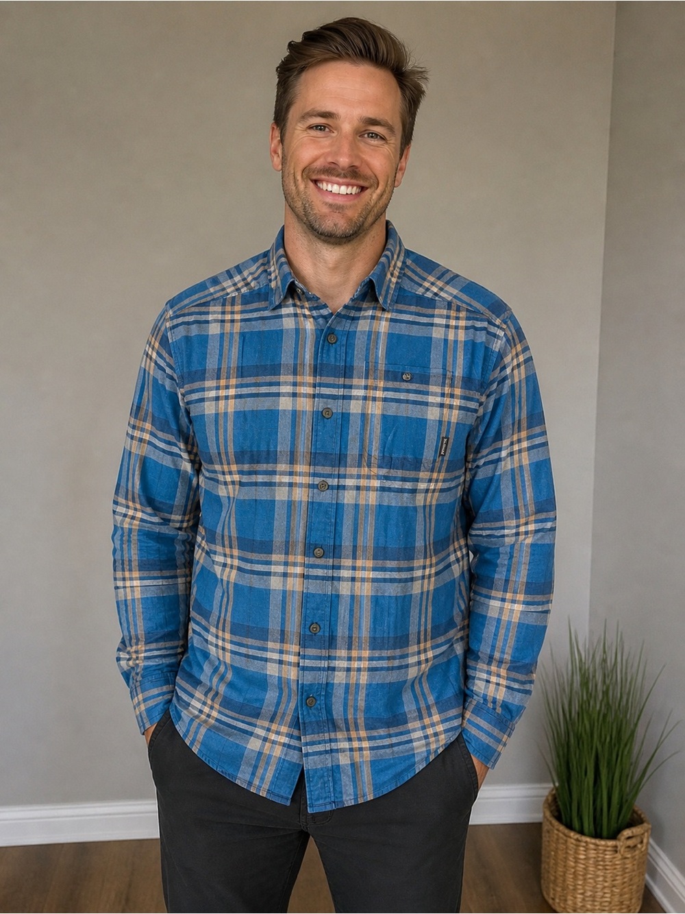 Columbia Sportswear Flannel Shirt Men’s Large Blue Plaid